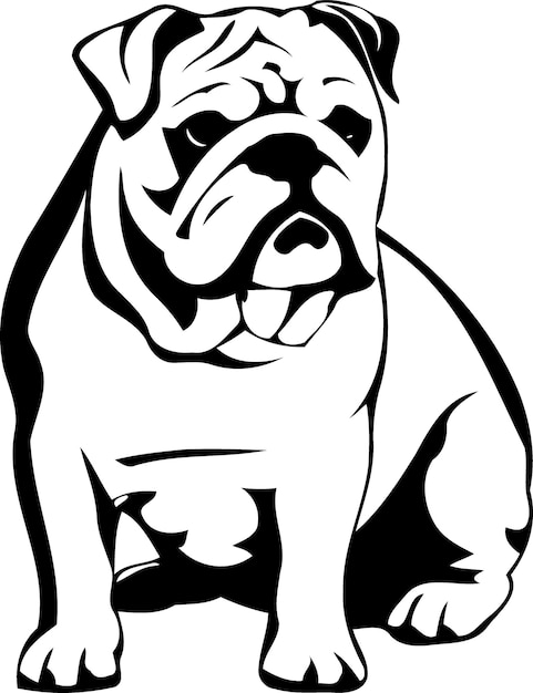 Vettore animale cane bulldog in bianco e nero