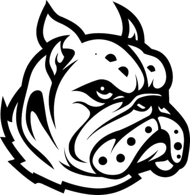 Dog bulldog head in black and white