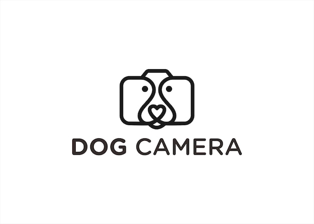 Illustrazione vettoriale di design del logo della fotocamera del cane