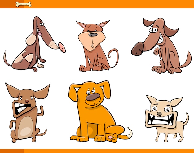 dog cartoon characters set