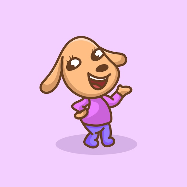 Dog Cartoon Mascot Funny Vector Smile Happiness Fun Cute Pink