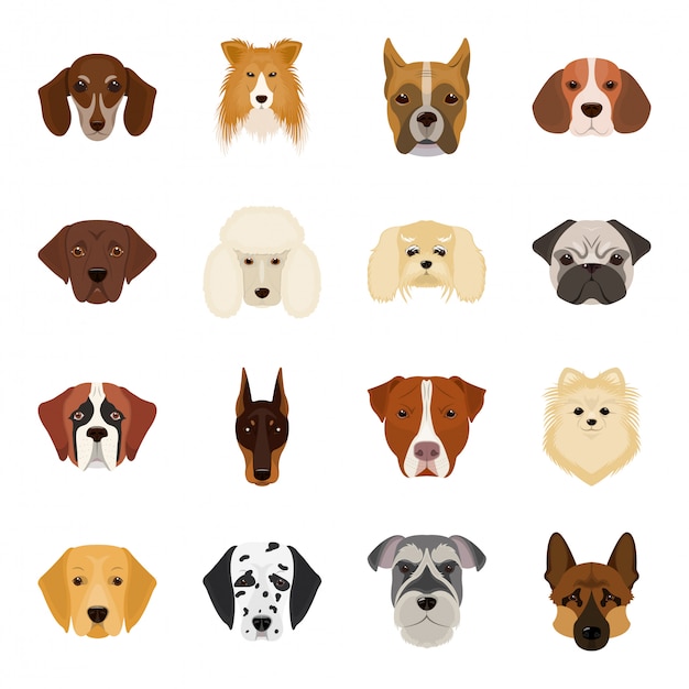 Vector dog  cartoon set icon. isolated cartoon set icon animal.   dog  .