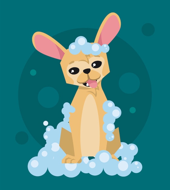 Dog cartoon with bubbles