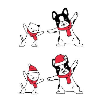 Personaggio dei cartoni animati di cane gatto natale babbo natale