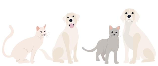 Dog and cat flat design isolated