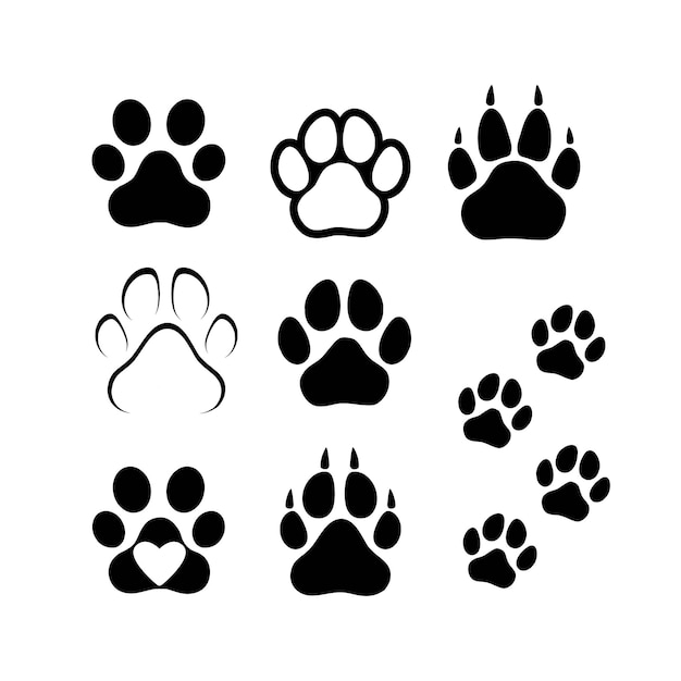 Vector dog or cat footprints. vector isolated silhouette.