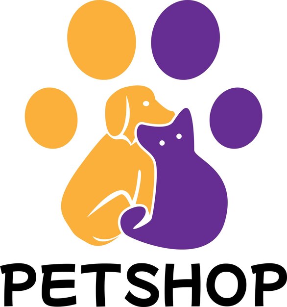 Dog and cat icons make a logo for a pet shop