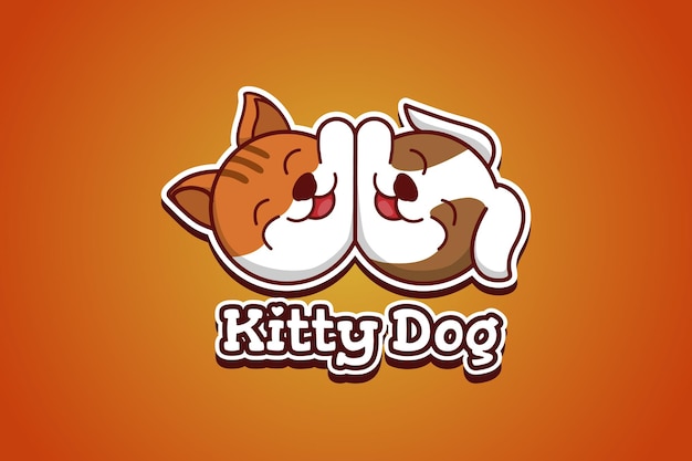 Dog and cat logo cartoon illustration