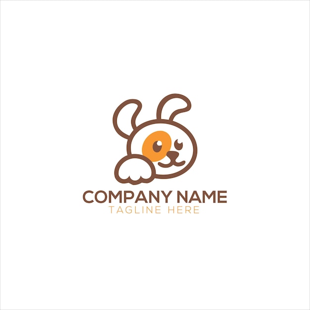 dog and cat logo design pet care white linear style concept element