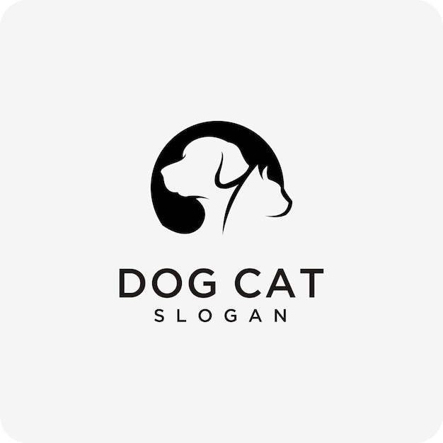 犬と猫のロゴ アイコン ライン ベクトル画像