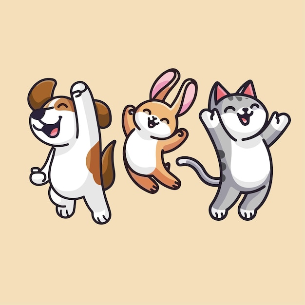 dog cat and mouse vector icon design