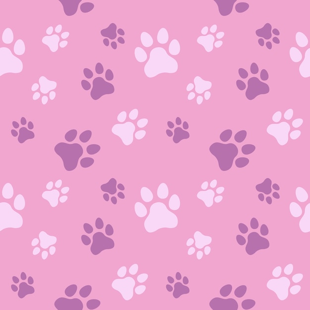 Dog and Cat paw seamless pattern vector doodle abstract animal footprint background