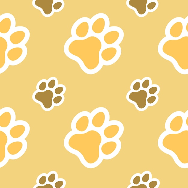 Dog and Cat paw seamless pattern vector doodle abstract animal footprint background