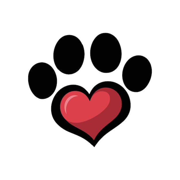 Dog and cat Paw vector animal foot love shape clipart