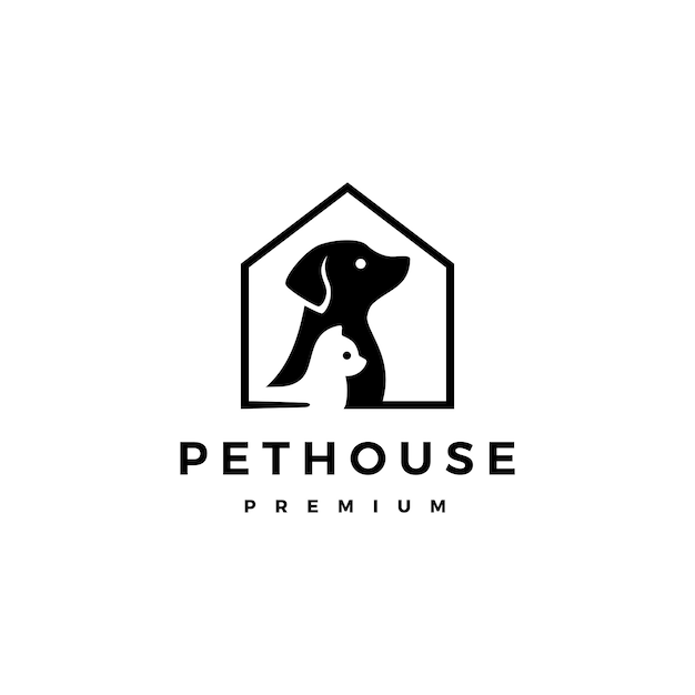 Dog cat pet house home logo icon illustration