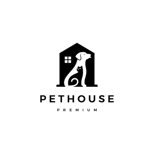 Vector dog cat pet house home logo vector negative space