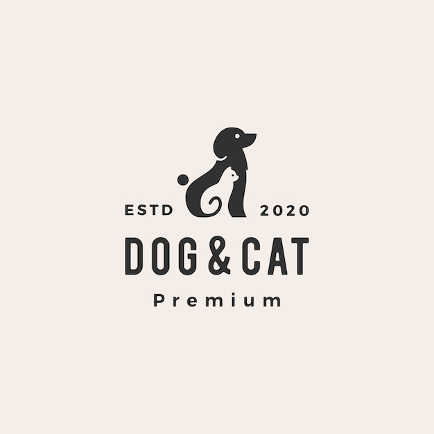 Dog cat pet  vintage logo   