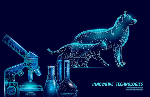 Vector dog and cat silhouette microscope