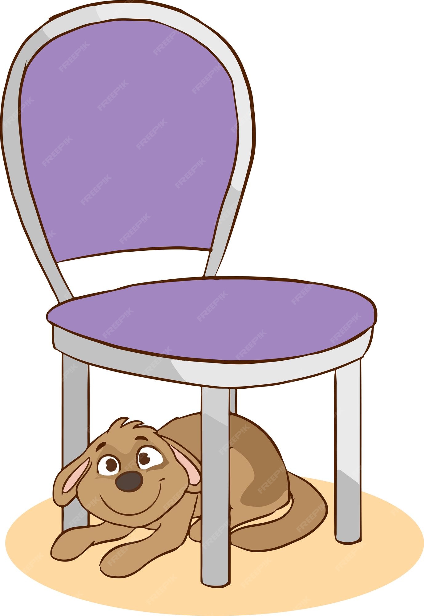 Premium Vector Dog under the chair cartoon vector illlustration
