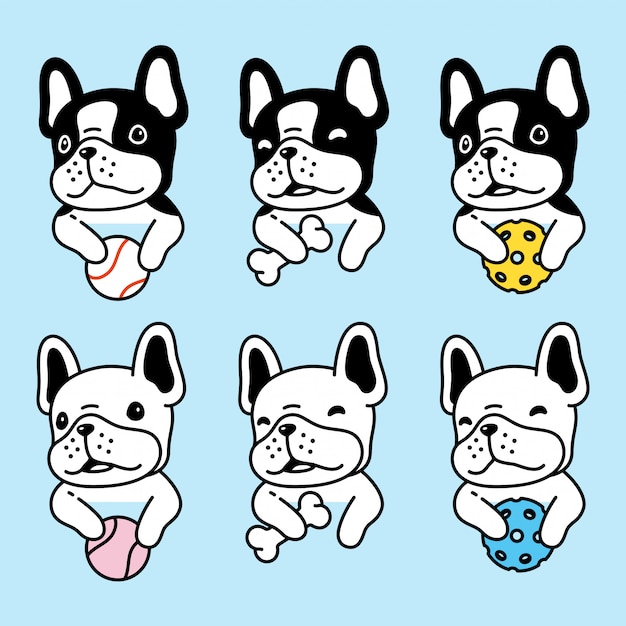 Vector dog character french bulldog toy icon cartoon illustration