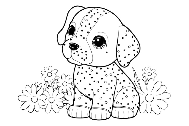 Dog Character With Coloring Page Coloring Page Outline of a Cute Dog