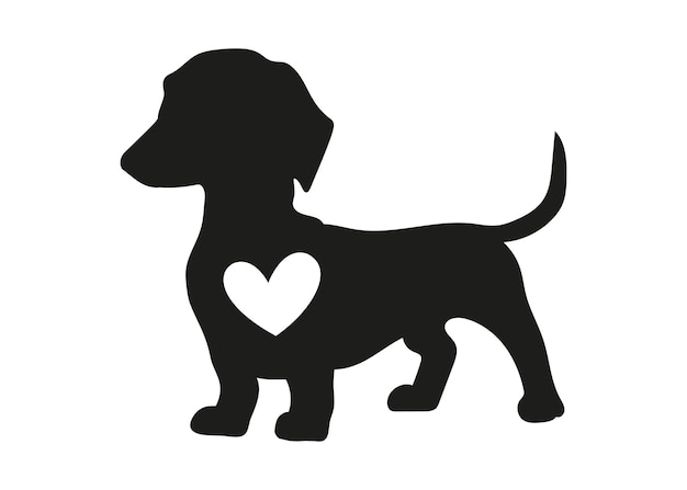 Logo dell'icona del cuore della siluetta del cane chihuahua