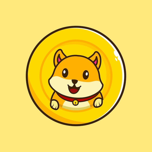 Vector dog in a circle cartoon vector illustration isolated on premium vector