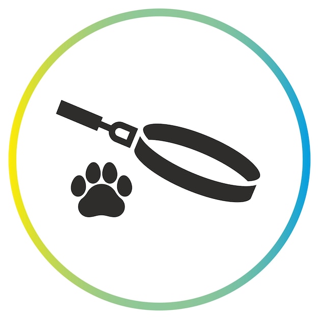 犬の襟のアイコン ペットのアクセサリー 白い背景のベクトルイラストの平らなシンボル