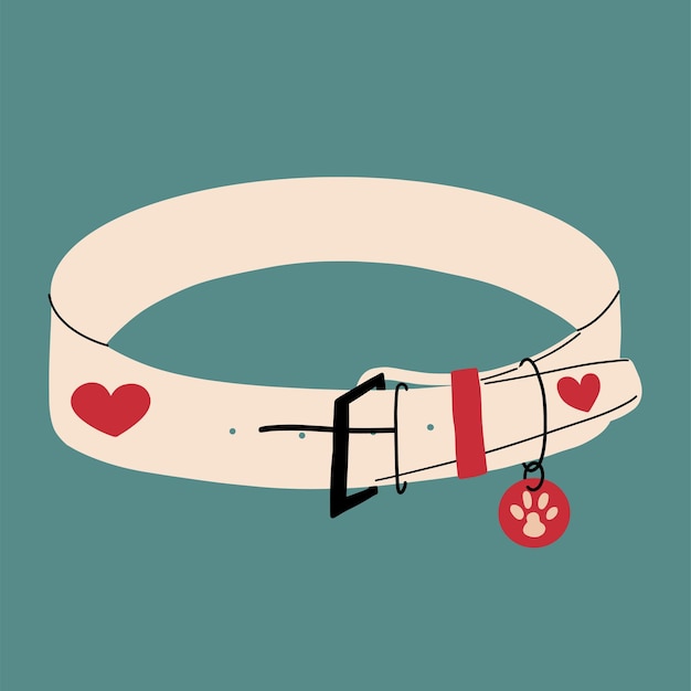 Dog collar pet accessory design vector hand drawn illustration