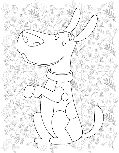 Dog Coloring Page, Dog Vector