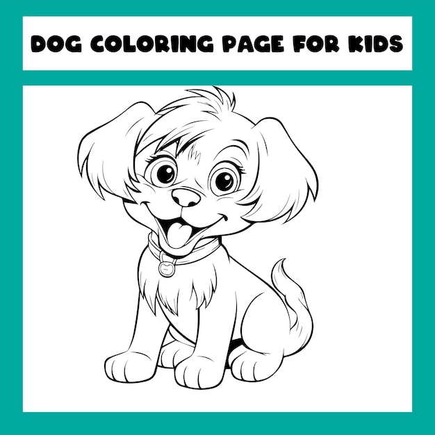 Vettore pagina da colorare per cani per bambini