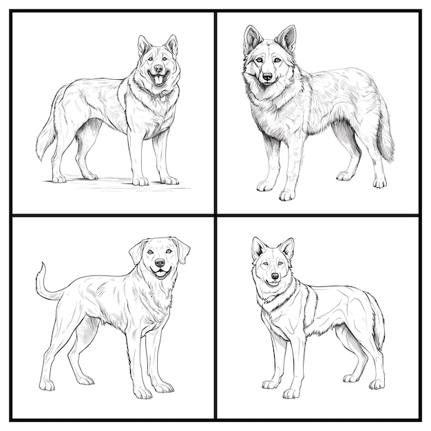 A dog colouring book for kids vector illustration