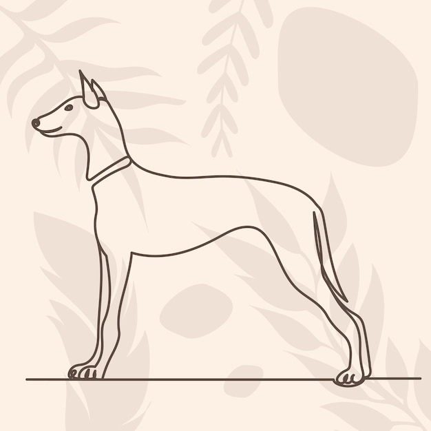 Dog continuous line drawing sketch on abstract background vector