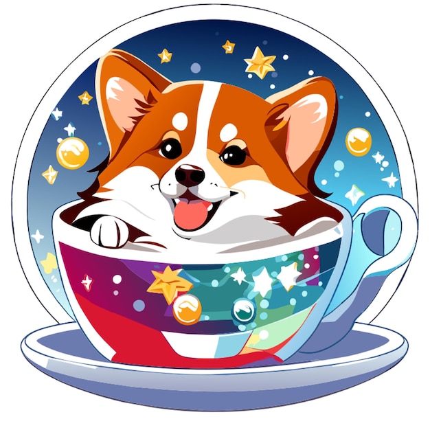 Vector a dog in the cup sparkles vector illustration