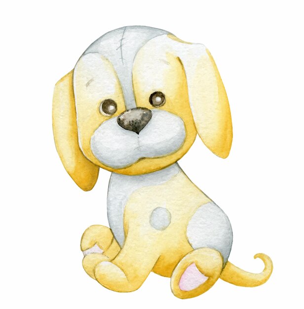 A dog a cute animal in cartoon style on an isolated background Watercolor clipart