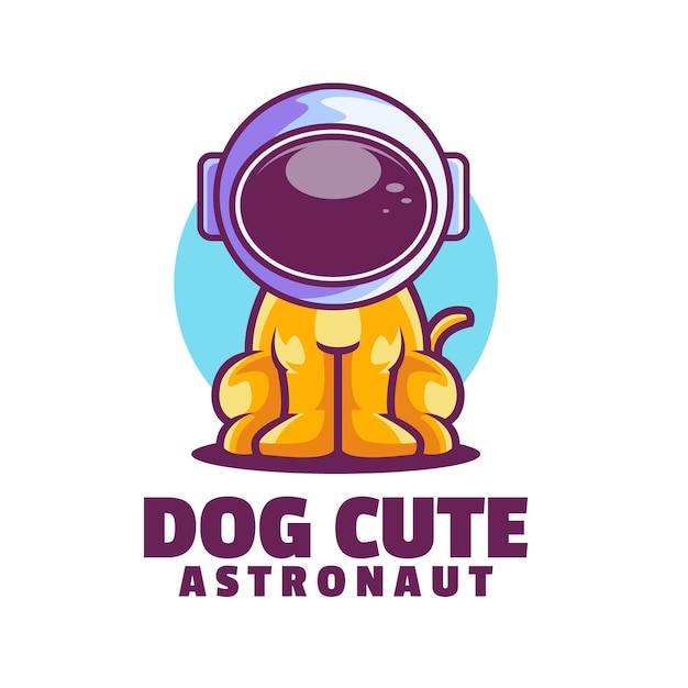 犬かわいい宇宙飛行士のロゴのテンプレート