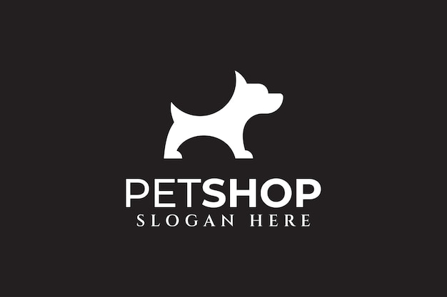 dog cute silhouette golden ratio modern logo design template
