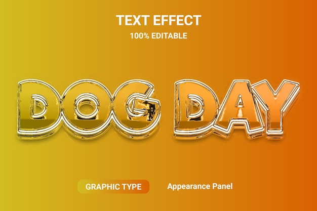 Dog day text effect vector editable