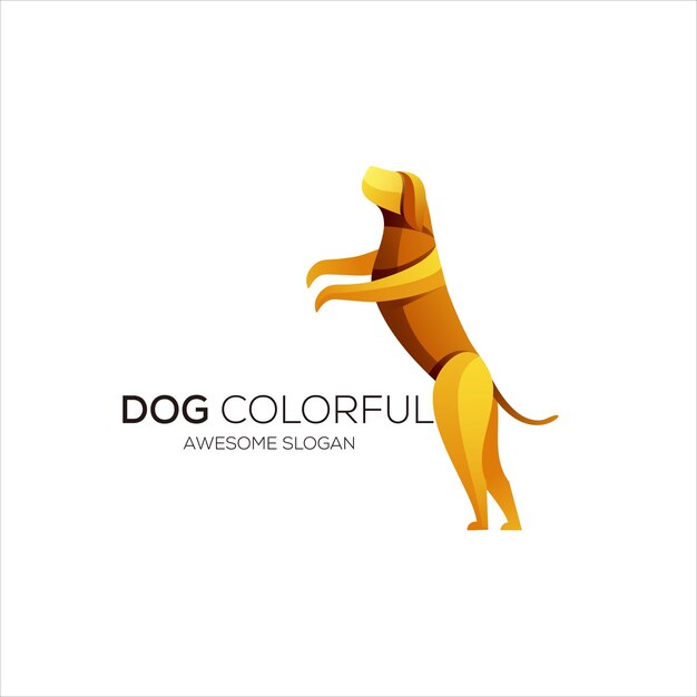 Vector dog deer gradient colorful logo abstract