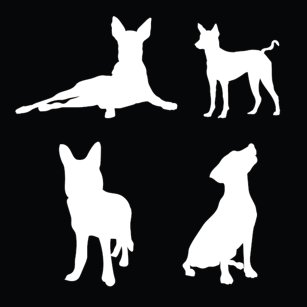 Vector dog design animals silhouette set