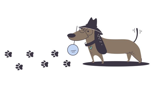 Dog detective detective personage concept Vector design grafische illustratie