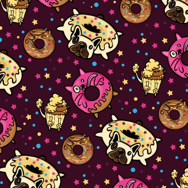 Dog and donut pattern