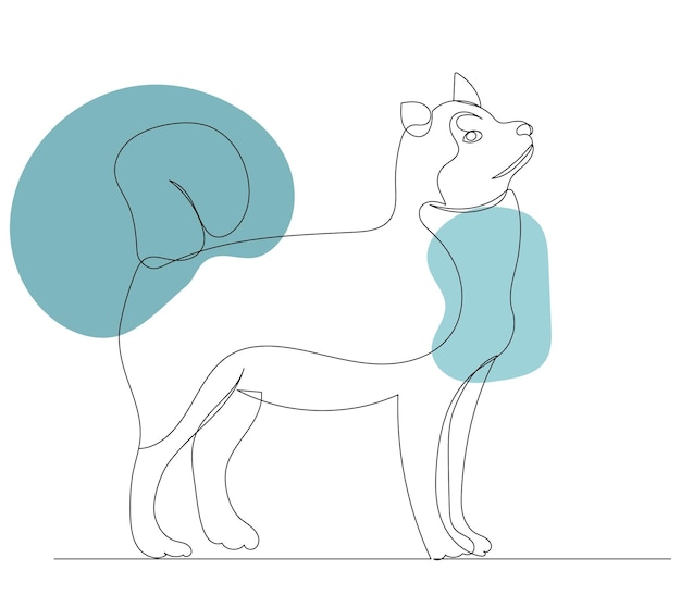Vector dog drawing by one continuous line