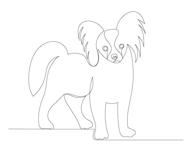 Dog drawing in one continuous line isolated vector