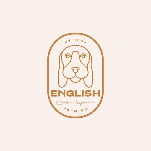 Logo vintage del cane cocker spaniel inglese