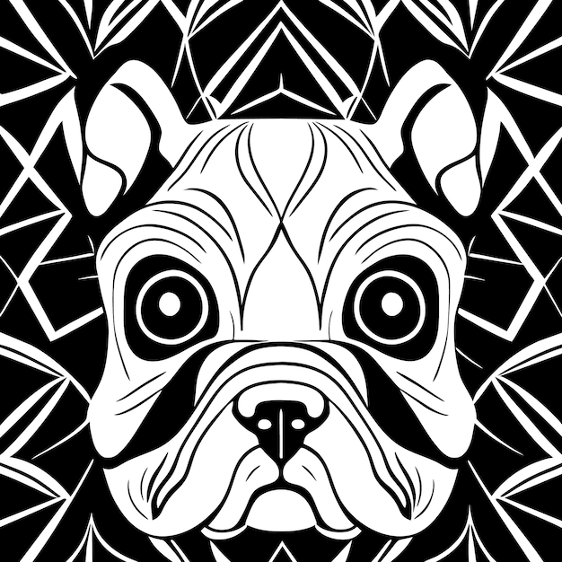 Dog Face Detailed Illustration Vector Art Dog Face Pattern Black and White Vector Art