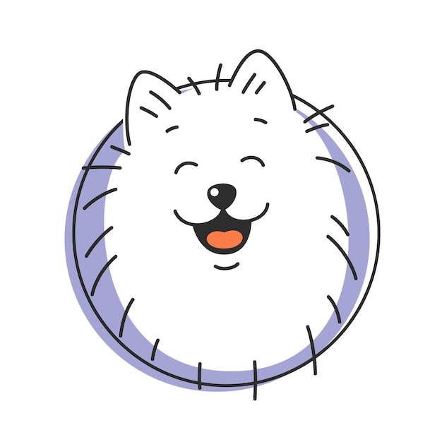 Vector dog face icon happy dog face with tongue hanging out