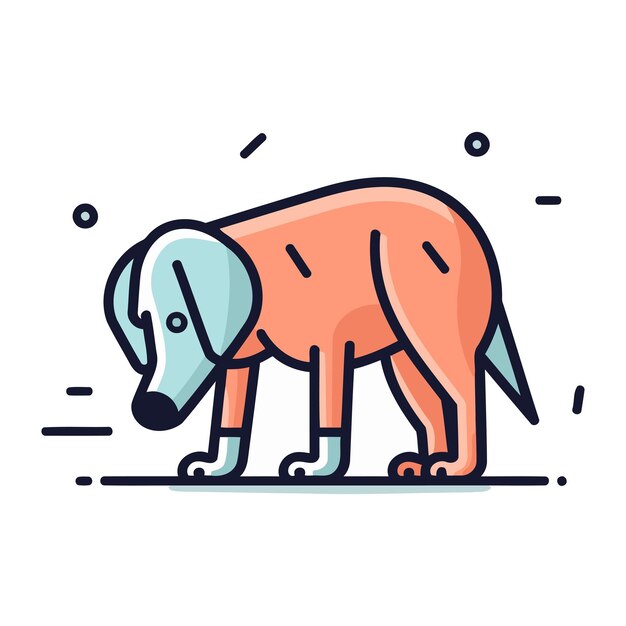 Vector dog flat color line icon vector illustration outline pictogram for web page mobile app promo