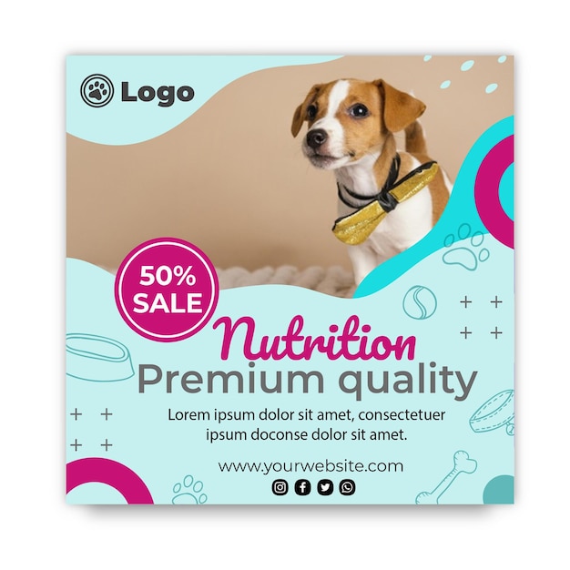 Vector dog food squared flyer template