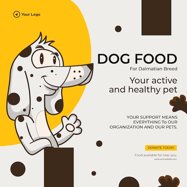 Dog food for your active and healthy pet banner design template